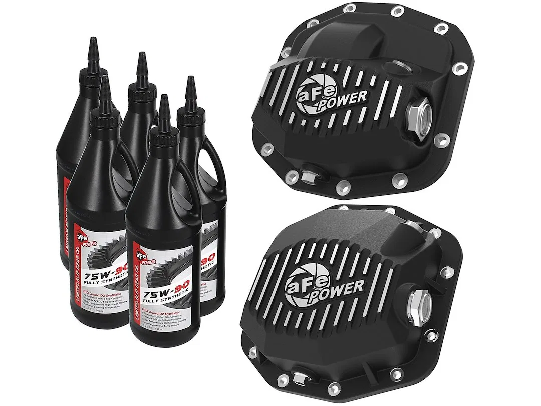 46-7101AB – AFE Differential Cover, Jeep Dana M186-12 and M220-12 12 Bolt With Fill Plug With Drain Plug Wrinkle Blac...